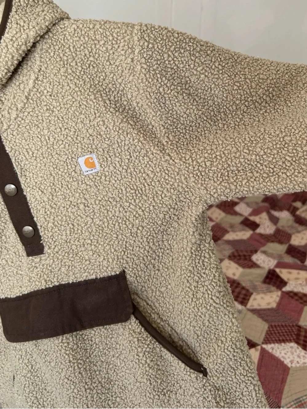 Carhartt Sherpa Fleece Half Snap Hoodie Pullover Jacket